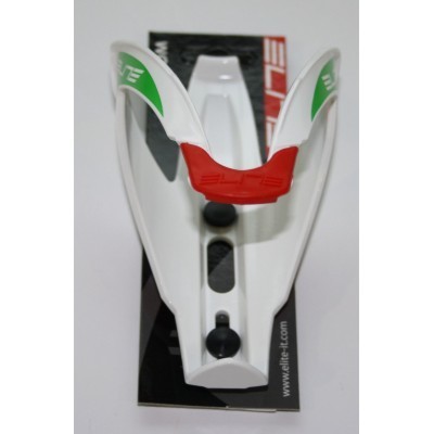 ELITE, Flaschenhalter, CUSTOM RACE WHITE ITALIAN FLAG 2012, Composite Material, wei� mit rot & gr�ner Grafik, Durchmesser variabel (Gelenk), UVP: 14 EUR