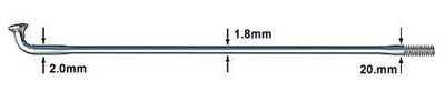 Sapim Race Speiche, silber, 2.0/1.8/2.0mm